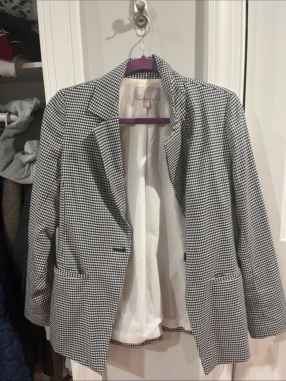 Chelsea28 Black and White Gingham Blazer